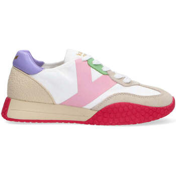 Scarpe Donna Sneakers basse Kèh-Noo sneaker camoscio nylon bianco beige rosa Bianco
