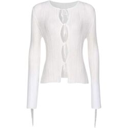 Abbigliamento Donna Gilet / Cardigan Pinko ZELIG CARDIGAN COSTINA TULLE CON FRANGE Bianco