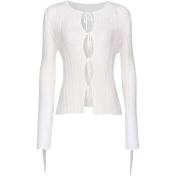 Abbigliamento Donna Gilet / Cardigan Pinko ZELIG CARDIGAN COSTINA TULLE CON FRANGE Bianco