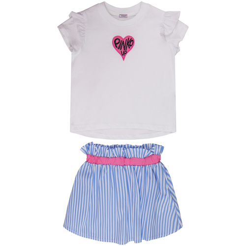 Abbigliamento Bambina Completo Pinko Up SET JERSEY T-SHIRT AND POPELINE SKIRT BABY Bianco