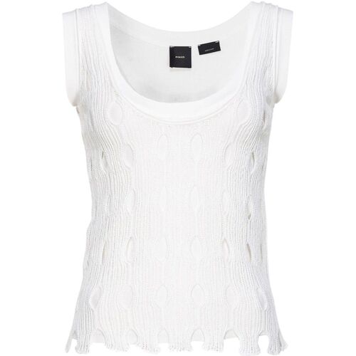 Abbigliamento Donna Top / T-shirt senza maniche Pinko RAMBO CANOTTA BANDE CON TRAFORI Bianco