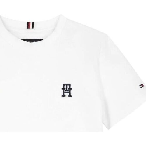 Abbigliamento Bambino T-shirt & Polo Tommy Hilfiger KB0KB08820 PIQUET MONOGRAM TEE-YBR WHITE Bianco