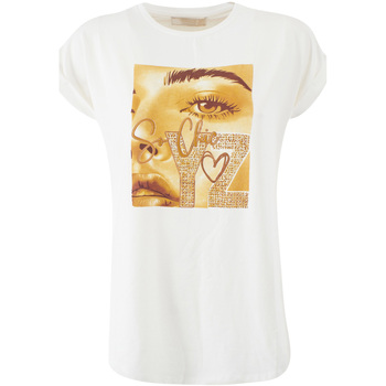 Abbigliamento Donna T-shirt maniche corte Yes Zee T239 S705 Bianco