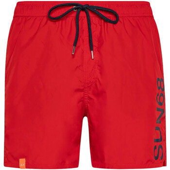Sun68 SWIM PANT WITH MACRO LOGO ON FRONT Rosso