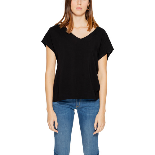 Abbigliamento Donna T-shirt maniche corte Jacqueline De Yong JDYSTARR LIFE S/S V-NECK TOP WVN 15198141 Nero