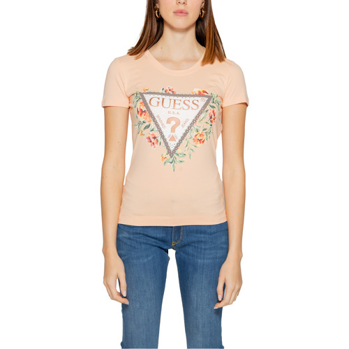 Abbigliamento Donna T-shirt maniche corte Guess SS CN TRIANGLE FLOWERS W4GI24 J1314 Rosa