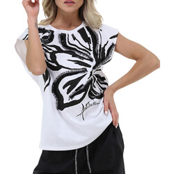 Abbigliamento Donna T-shirt & Polo Twin Set T-SHIRT CON STAMPA PERLINE E TULLE Bianco