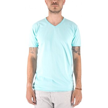 Abbigliamento Uomo T-shirt & Polo Devid Label T-Shirt Mosca Scollo A V Azzurro Blu