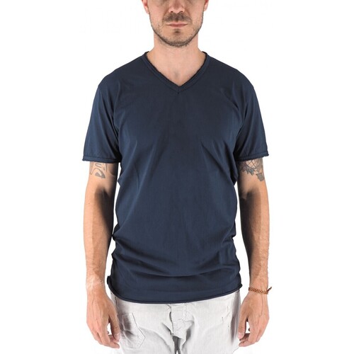 Abbigliamento Uomo T-shirt & Polo Devid Label T-Shirt Mosca Scollo A V Blu Blu