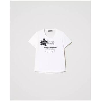 Abbigliamento Donna T-shirt maniche corte Twinset Actitude T-shirt con stampa e ricami 241AP2262 Bianco