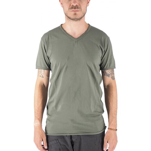 Abbigliamento Uomo T-shirt & Polo Devid Label T-Shirt Mosca Scollo A V Verde Verde