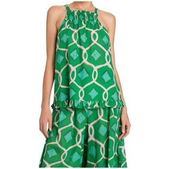 Abbigliamento Donna Top / Blusa Twinset Actitude Top smanicato stampata con spalline sottili 241AT2261 Verde