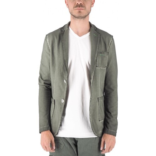 Abbigliamento Uomo Giubbotti Devid Label Giacca In Jersey Verde Militare Verde