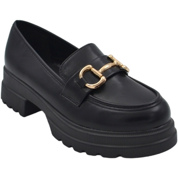 Image of Scarpe Malu Shoes Scarpe Mocassino donna collage inglese con bendina in pelle nero opac
