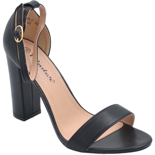 Scarpe Donna Sandali Malu Shoes Sandalo alto donna in pelle nero tacco doppio 10 cm cinturino r Nero