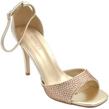 Malu Shoes Sandali tacco donna fascetta in tessuto oro strass tono su tono Oro