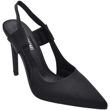 Scarpe Donna Décolleté Malu Shoes Decollete scarpa donna slingback a punta in raso nero tacco sot Nero