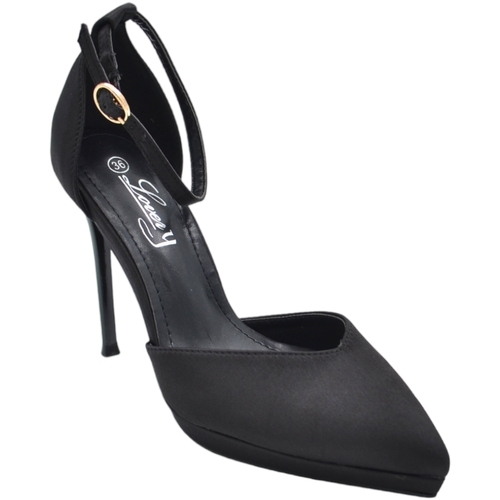 Scarpe Donna Décolleté Malu Shoes Decolette' donna in tessuto raso nero con punta tacco sottile 1 Nero