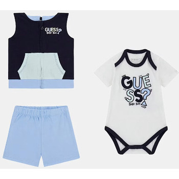 Abbigliamento Bambino Completo Guess SET HOODED VEST + BODY + SHORTS Blu