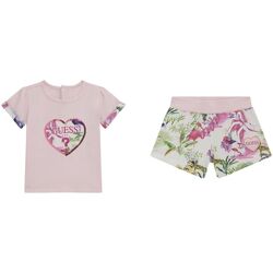 Abbigliamento Bambina Completo Guess SET SS T-SHIRT + ACTIVE SHORTS Rosa