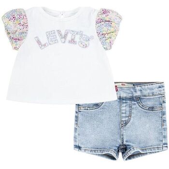 Abbigliamento Bambina Completo Levi's LVG FLORAL SLV TEE & SHORT SE Bianco