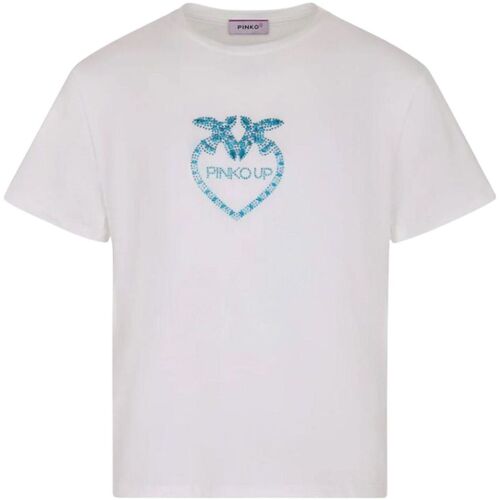Abbigliamento Bambina T-shirt maniche corte Pinko Up STRETCH JERSEY T-SHIRT GIRL Bianco