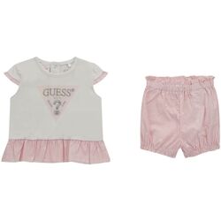 Abbigliamento Bambina Completo Guess SET SS T-SHIRT+POPLIN SHORTS Bianco