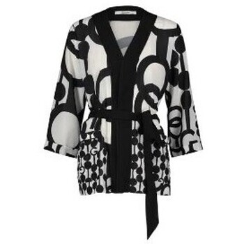 Abbigliamento Donna Giacche Gaudi Giacca Kimono In Georgette Stampata NERO