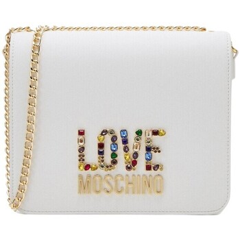 Borse Donna Borse Love Moschino Borsa a tracolla con logo in pietre multicolore Bianco
