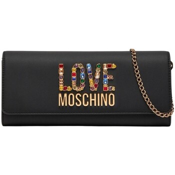 Borse Donna Borse Love Moschino Pochette con logo in pietre multicolore Nero