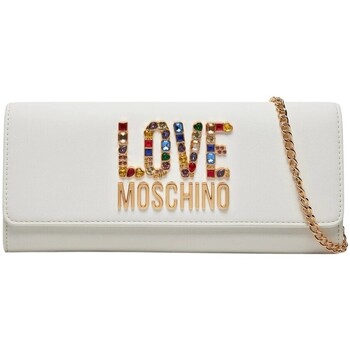 Borse Donna Borse Love Moschino Pochette con logo in pietre multicolore Bianco