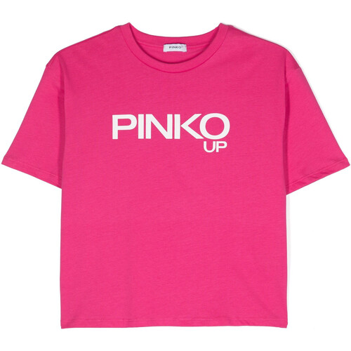 Abbigliamento Donna Jeans 3/4 & 7/8 Pinko PINKO UP T-SHIRT CON LOGO Rosa