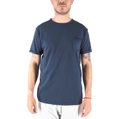Abbigliamento Uomo T-shirt & Polo Devid Label T-Shirt Shiro Girocollo Con Taschino Blu