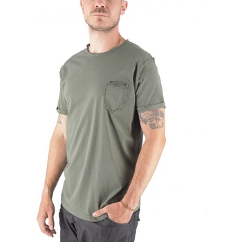 Abbigliamento Uomo T-shirt & Polo Devid Label T-Shirt Shiro Girocollo Con Taschino Verde