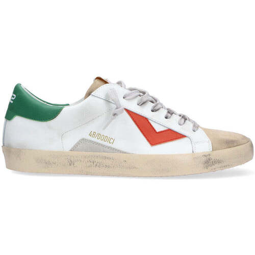 Scarpe Uomo Sneakers basse 4B12 sneaker Suprime bianco verde arancio Bianco