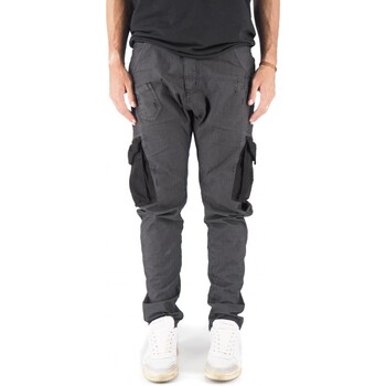 Abbigliamento Uomo Jeans Devid Label Pantalone Cargo Courma Antracite Nero
