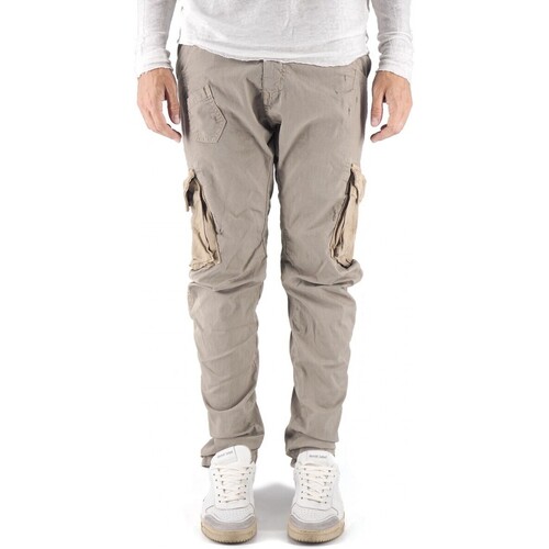 Abbigliamento Uomo Jeans Devid Label Pantalone Cargo Courma Sabbia Beige