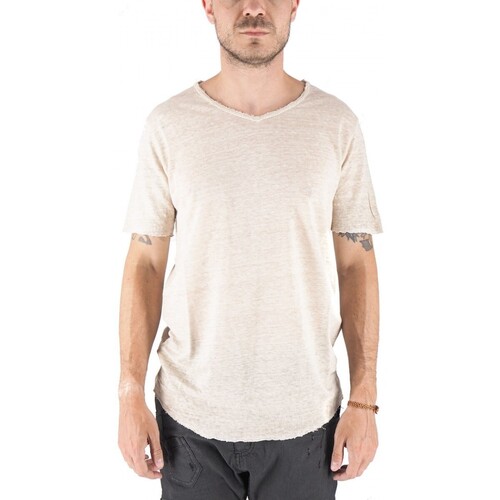 Abbigliamento Uomo T-shirt & Polo Devid Label T-Shirt Granada In Puro Lino Beige