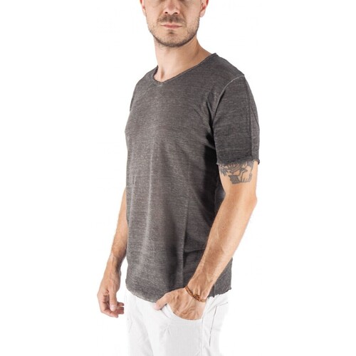Abbigliamento Uomo T-shirt & Polo Devid Label T-Shirt Granada In Puro Lino Nero