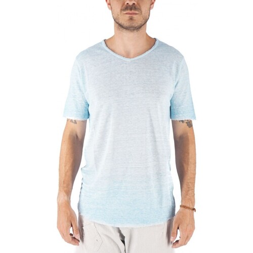 Abbigliamento Uomo T-shirt & Polo Devid Label T-Shirt Granada In Puro Lino Blu