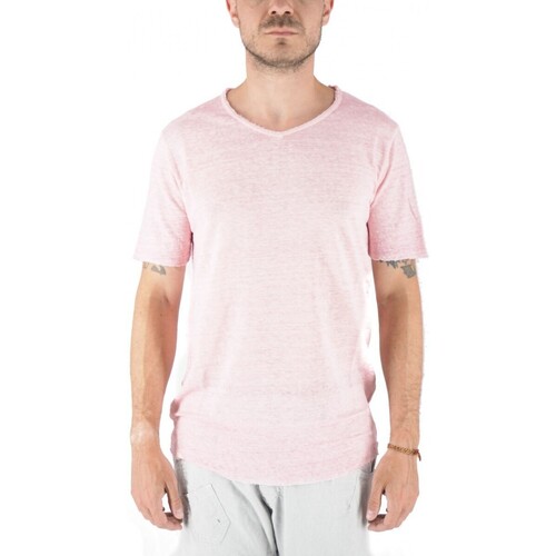 Abbigliamento Uomo T-shirt & Polo Devid Label T-Shirt Granada In Puro Lino Rosa