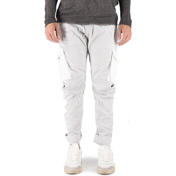 Abbigliamento Uomo Jeans Devid Label Pantalone Cargo Courma Ghiaccio Bianco