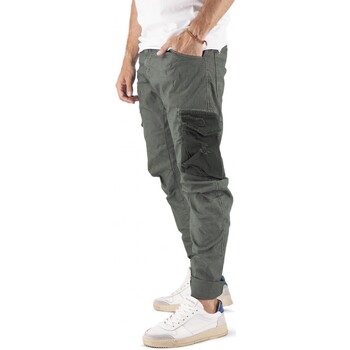 Abbigliamento Uomo Jeans Devid Label Pantalone Cargo Courma Verde Verde