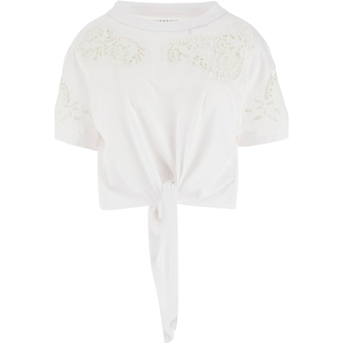 Abbigliamento Donna T-shirt maniche corte Guess Ss Cn Ajour Lace Tee Bianco