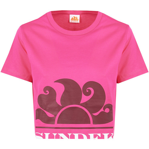 Abbigliamento Donna T-shirt & Polo Sundek W740TEJS000/CROPPED T-SHIRT 86701 Shocking pink 01