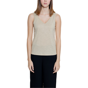 Abbigliamento Donna Top / T-shirt senza maniche Jacqueline De Yong Jdydora Dodo S/L V-Neck Glitter Jrs 15321550 Beige