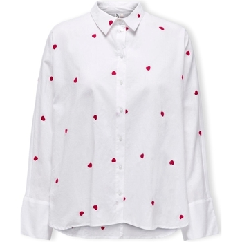 Image of Camicetta Only New Lina Grace Shirt L/S - Bright White/Heart