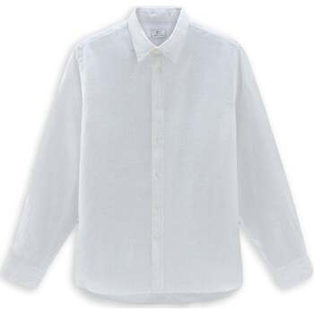 Abbigliamento Uomo Camicie maniche lunghe Woolrich Lino Linen Shirt Bianco Bianco