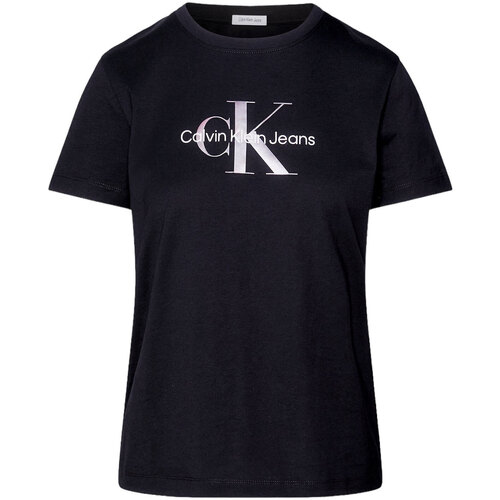 Abbigliamento Donna T-shirt maniche corte Calvin Klein Jeans DIFFUSED MONOLOGO REGULAR TEE Nero