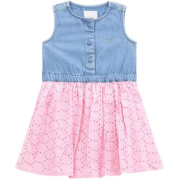 Abbigliamento Bambina Abiti lunghi Guess MIXED FABRICS SL DRESS Blu